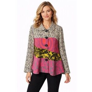 AUNT WANDA Quilted Patch Shacket Jacket L GUC Maximalist Statement! Art To Wear